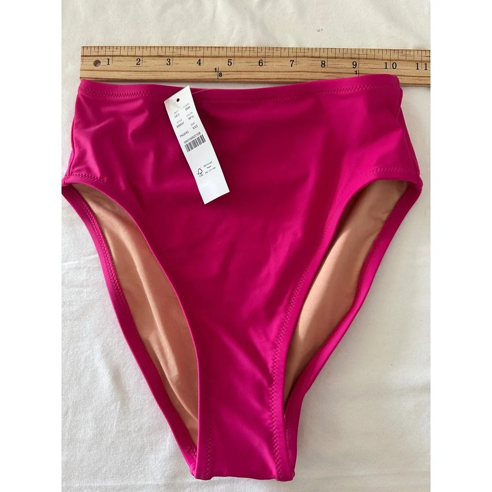J.Crew High-Waisted High Cut Bikini Bottoms Hot Pink Size XX-Small